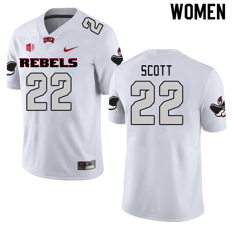 Women #22 Brennon Scott UNLV Rebels 2023 College Football Jerseys Stitched-White - Click Image to Close